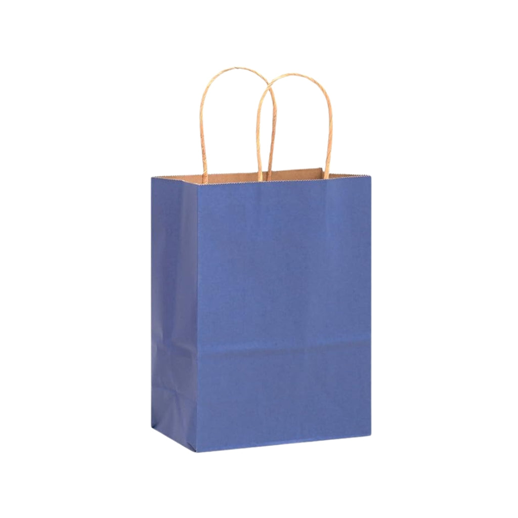 Kraft Dyseblå Gaveposer med Håndtag, 50 Stk.
