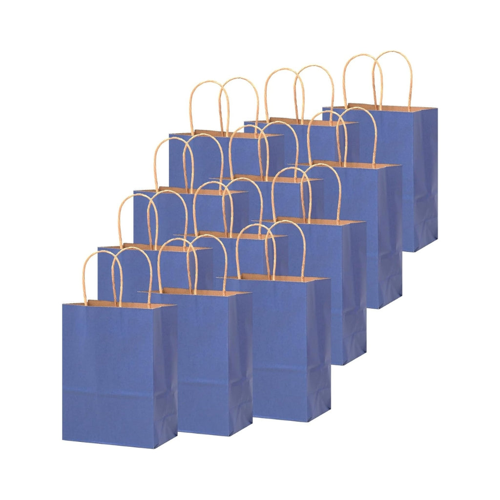 Kraft Dyseblå Gaveposer med Håndtag, 50 Stk.